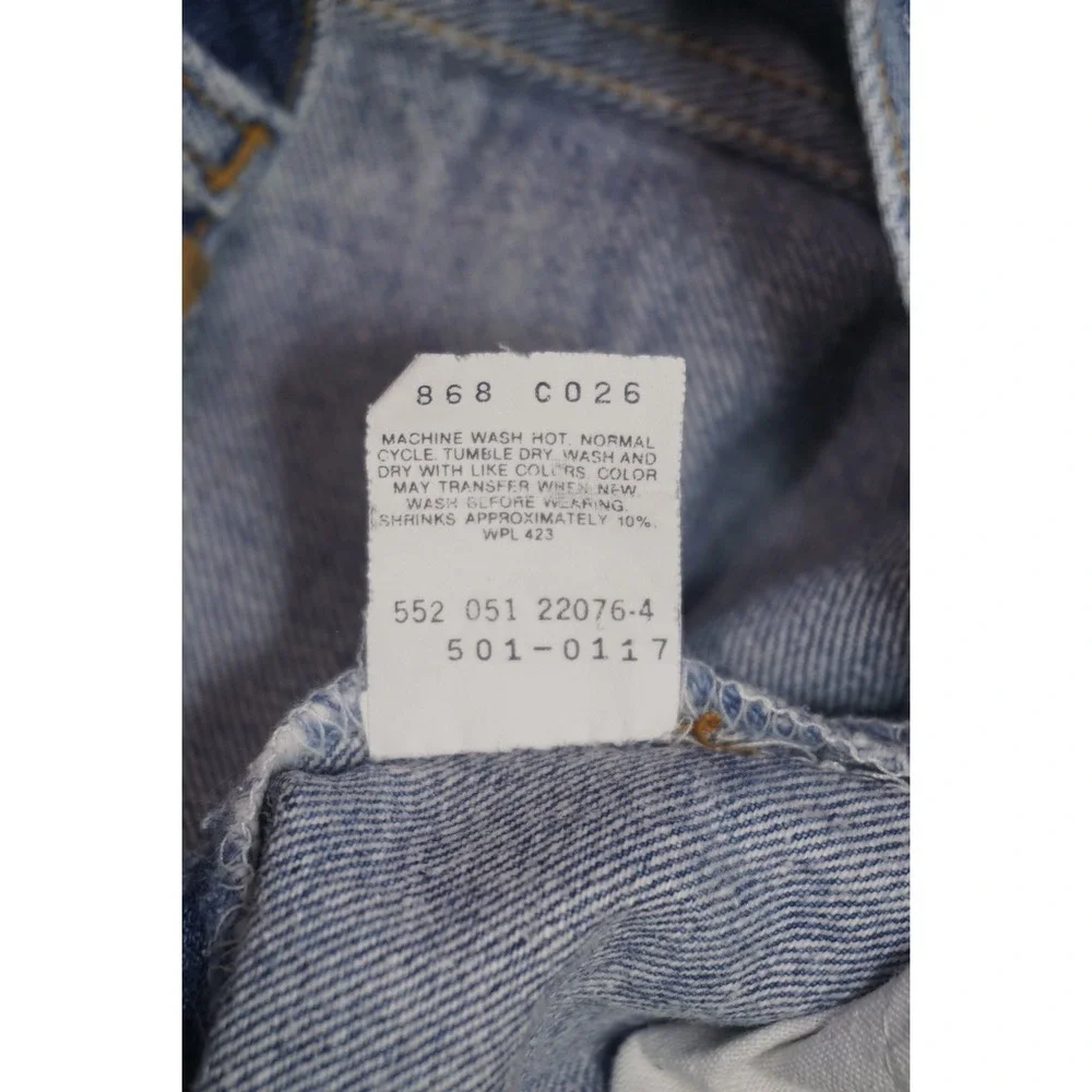 Levi's 46x36 501 Blue Cotton Denim Straight Leg Jeans Made In USA